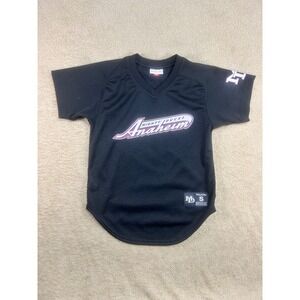 Mitchell Ness Anaheim Mighty Ducks Jersey V Neck Short Sleeve Black Women Size S